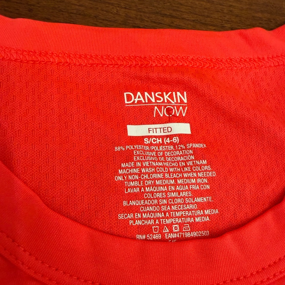 Danskin Now Bright Coral Long Sleeve Fitted Athletic Tee Size S - Picture 4 of 4